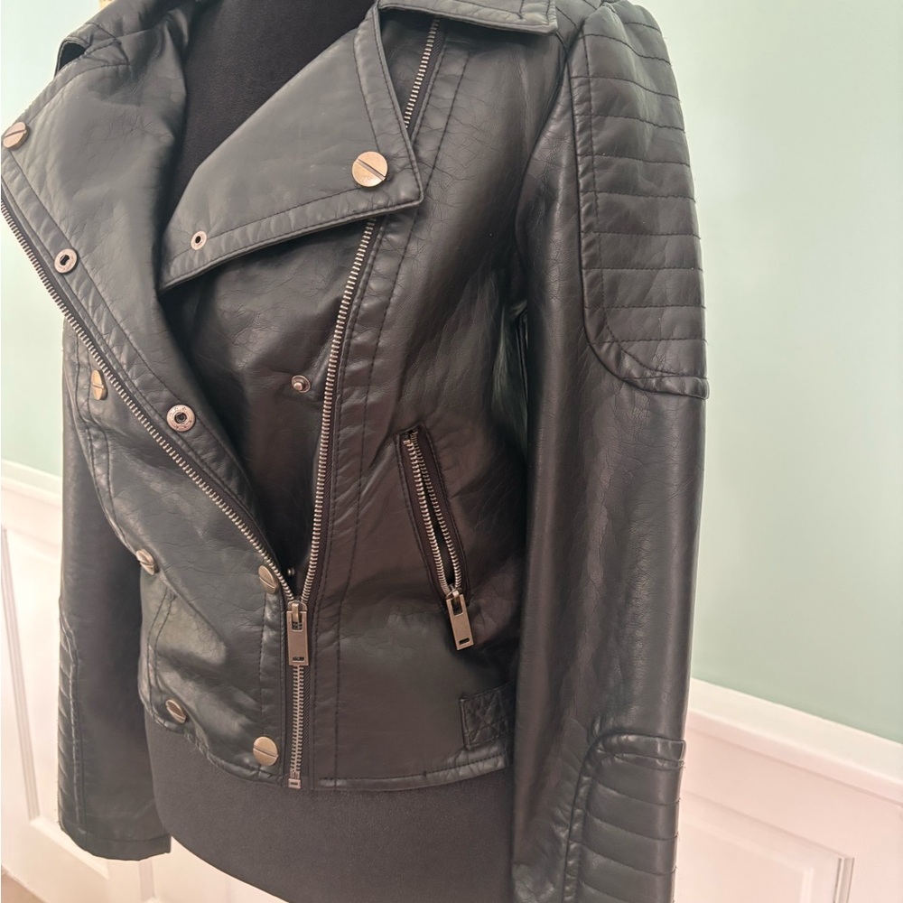 Faux leather motorcycle jacket black classic timeless iconic james dean vibe